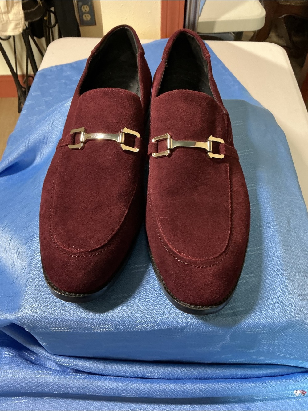 Stacy Adams Burgundy Suede Bit Moccasins